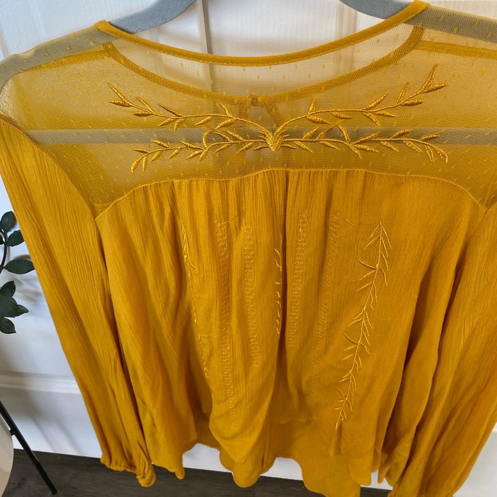 Mustard yellow blouse New with tags bleuh ciel top